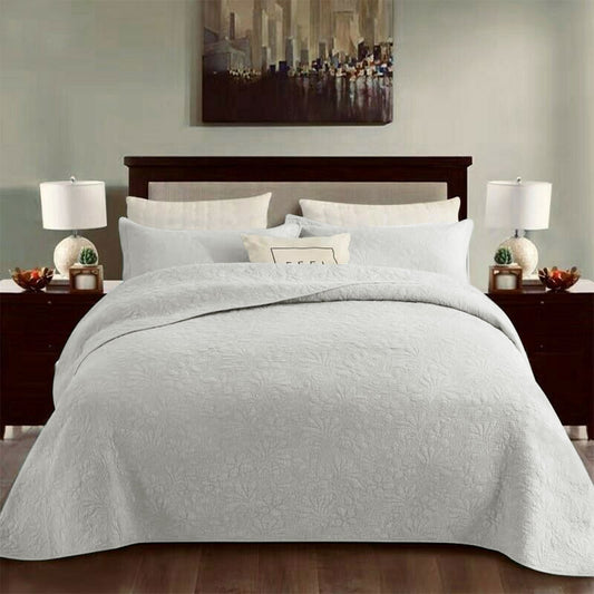 100% Cotton Coverlet Set Floral White Queen V442-STT-COVERLET-FLORAL-WHITE-QS