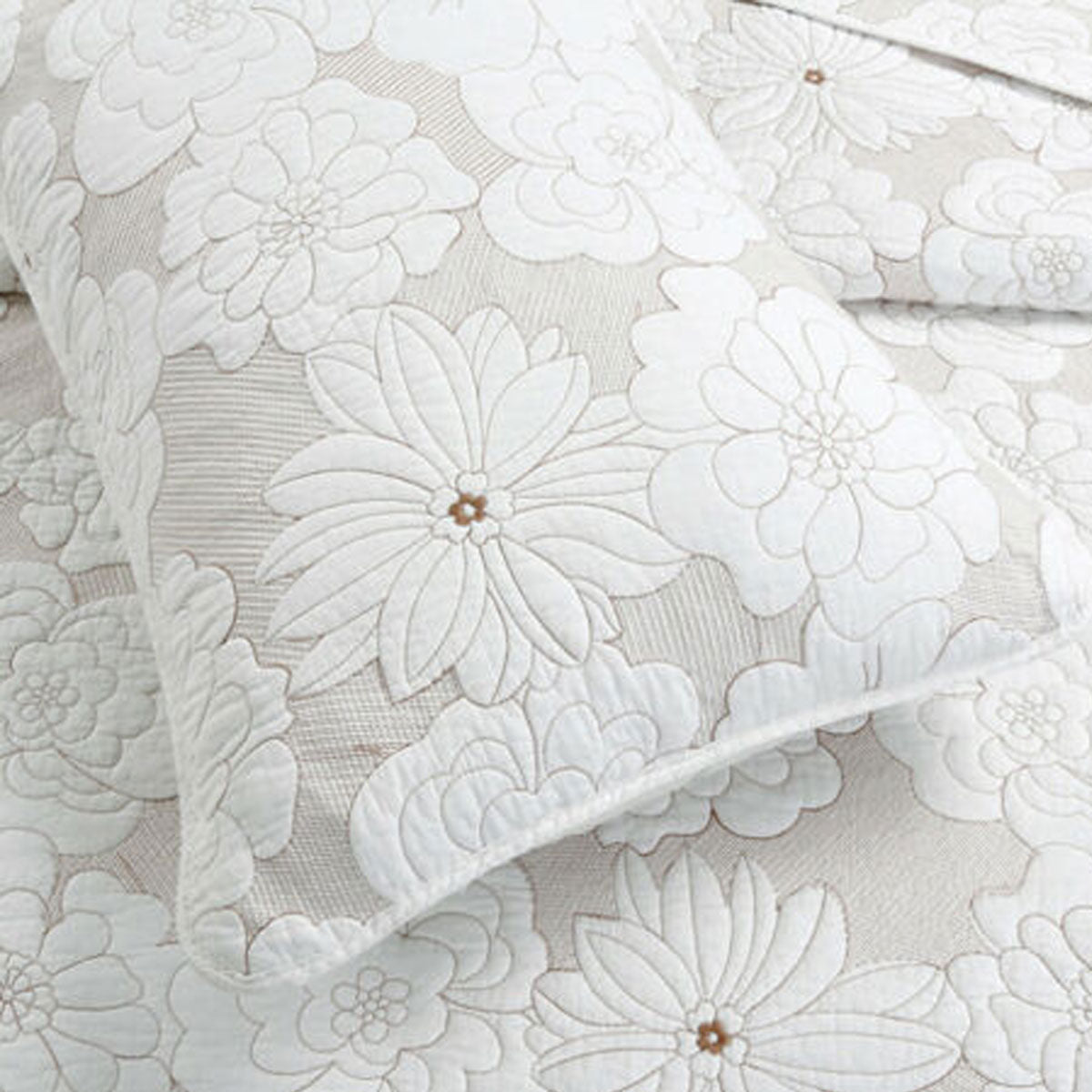 Cotton Rich Lightly Quilted Coverlet Set Floriade White King V442-STT-COVERLET-FLORIADE-WHITE-KI