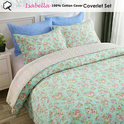 100% Cotton Cover Lightly Quilted Coverlet Set Isabella Multi Queen V442-STT-COVERLET-ISABELLA-MULTI-QS