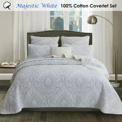 100% Cotton Coverlet Set Majestic White King V442-STT-COVERLET-MAJESTIC-WHITE-KI