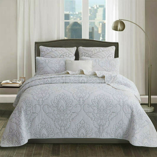 100% Cotton Coverlet Set Majestic White Queen V442-STT-COVERLET-MAJESTIC-WHITE-QS