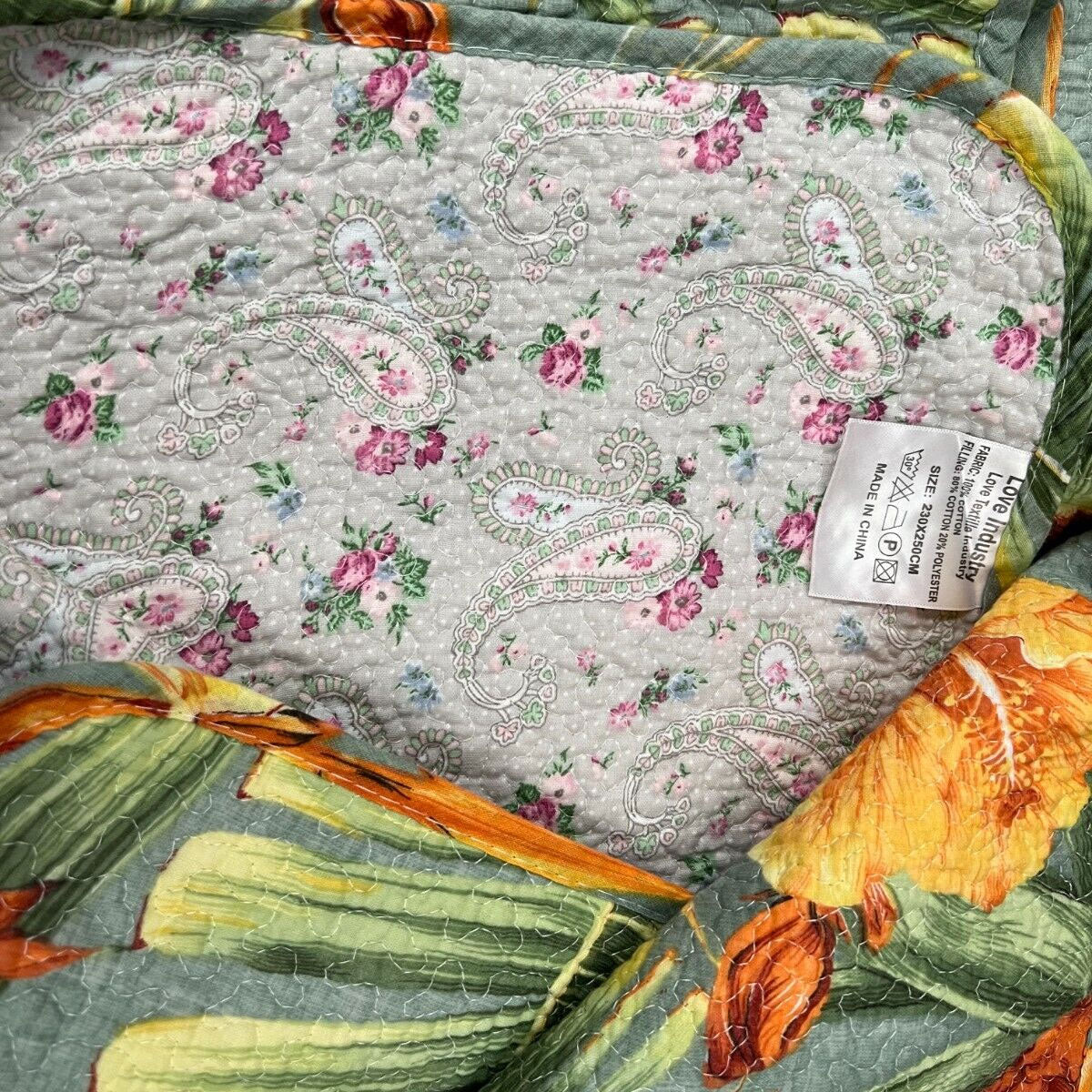 100% Cotton Lightly Quilted Coverlet Set Birds of Paradise Queen 230 x 250 cm V442-STT-COVERLET-PARADISE-MULTI-QS