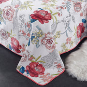 100% Cotton Lightly Quilted Coverlet Set Peacock Garden Pink Queen V442-STT-COVERLET-PEACOCKGARDEN-PINK-QS