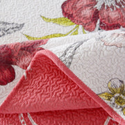100% Cotton Lightly Quilted Coverlet Set Peacock Garden Pink Queen V442-STT-COVERLET-PEACOCKGARDEN-PINK-QS