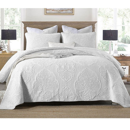 Cotton Rich Lightly Quilted Coverlet Set Royale White King V442-STT-COVERLET-ROYALE-WHITE-KI