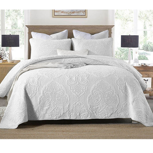 Cotton Rich Lightly Quilted Coverlet Set Royale White King V442-STT-COVERLET-ROYALE-WHITE-KI
