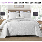 Cotton Rich Lightly Quilted Coverlet Set Royale White King V442-STT-COVERLET-ROYALE-WHITE-KI