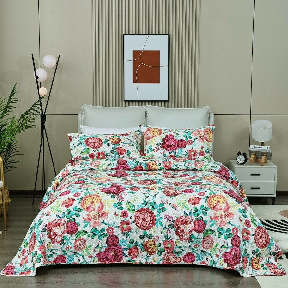 100% Cotton Lightly Quilted Coverlet Set Tongan Queen 230 x 250 cm V442-STT-COVERLET-TONGAN-MULTI-QS