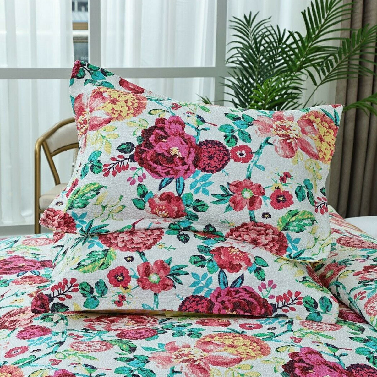100% Cotton Lightly Quilted Coverlet Set Tongan Queen 230 x 250 cm V442-STT-COVERLET-TONGAN-MULTI-QS
