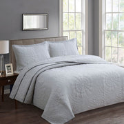 100% Cotton Lightly Quilted Coverlet Set Unity Silver Queen V442-STT-COVERLET-UNITY-SILVER-QS