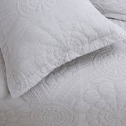 100% Cotton Lightly Quilted Coverlet Set Unity Silver Queen V442-STT-COVERLET-UNITY-SILVER-QS