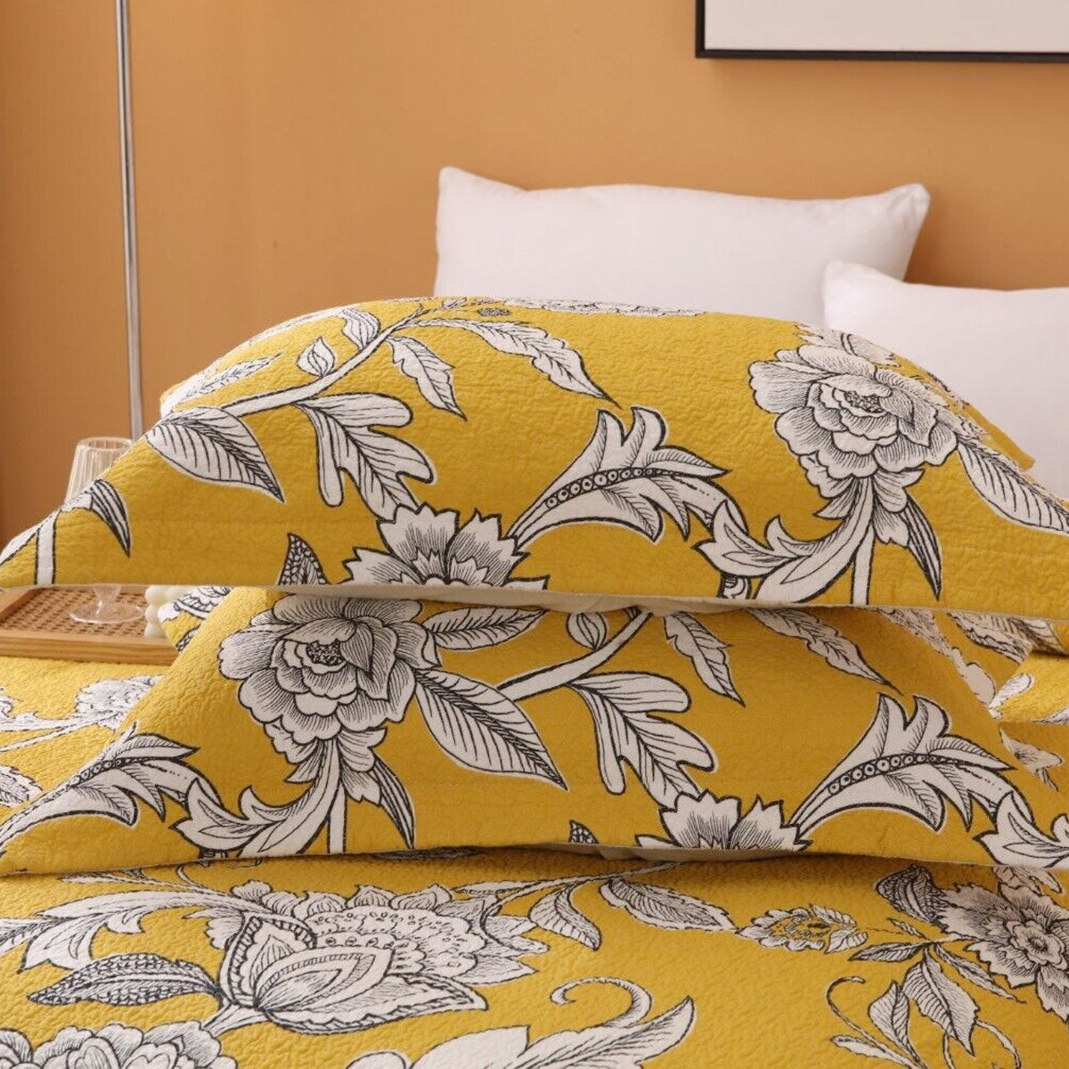 Cotton Lightly Quilted Coverlet Set Vibrante Yellow Queen V442-STT-COVERLET-VIBRANTE-YELLOW-QS
