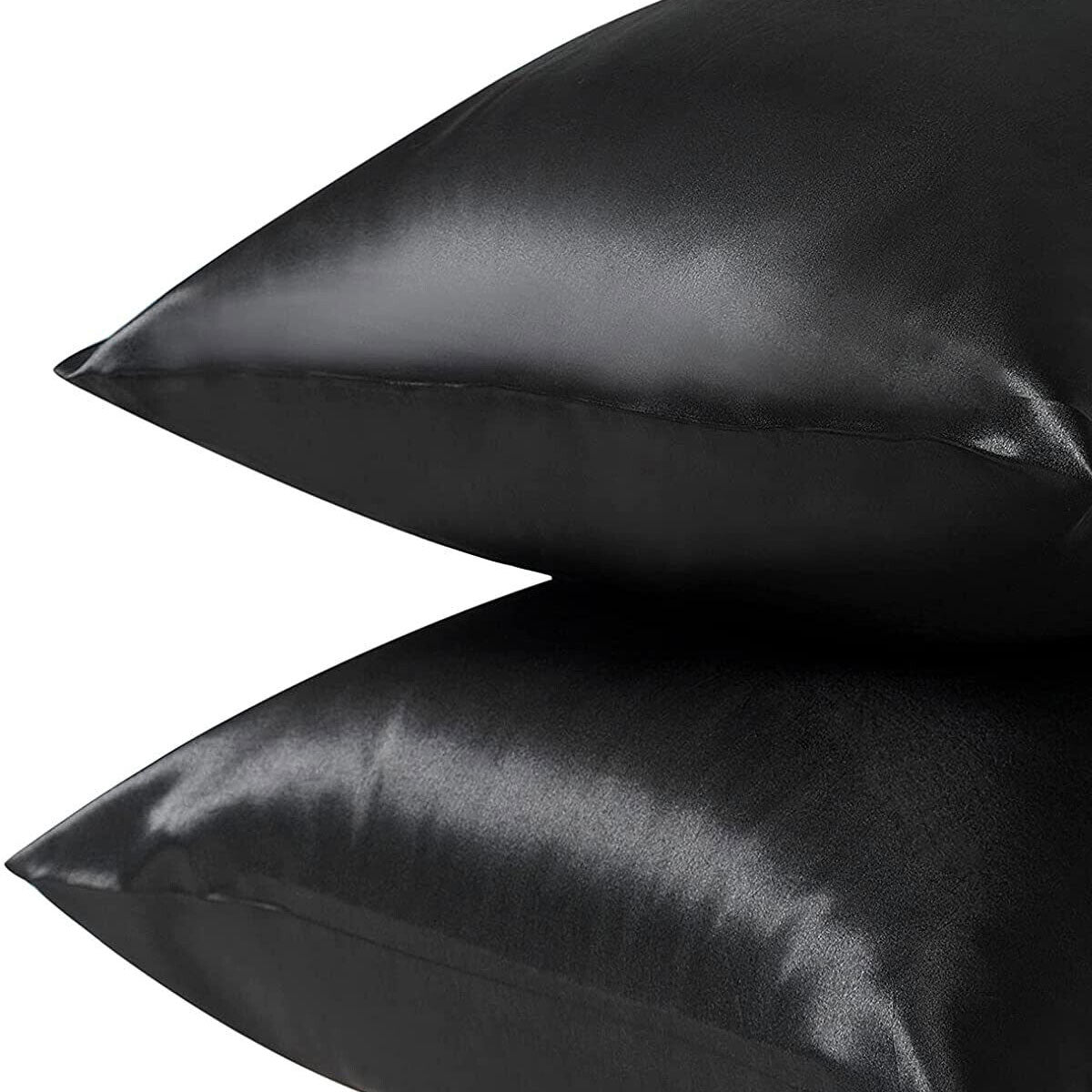Pair of King Satin Silk Pillowcases with Envelope Closure 51 x 102 cm Ivory V442-STT-PILLOWC-PAIRSATIN-IVORY-KI
