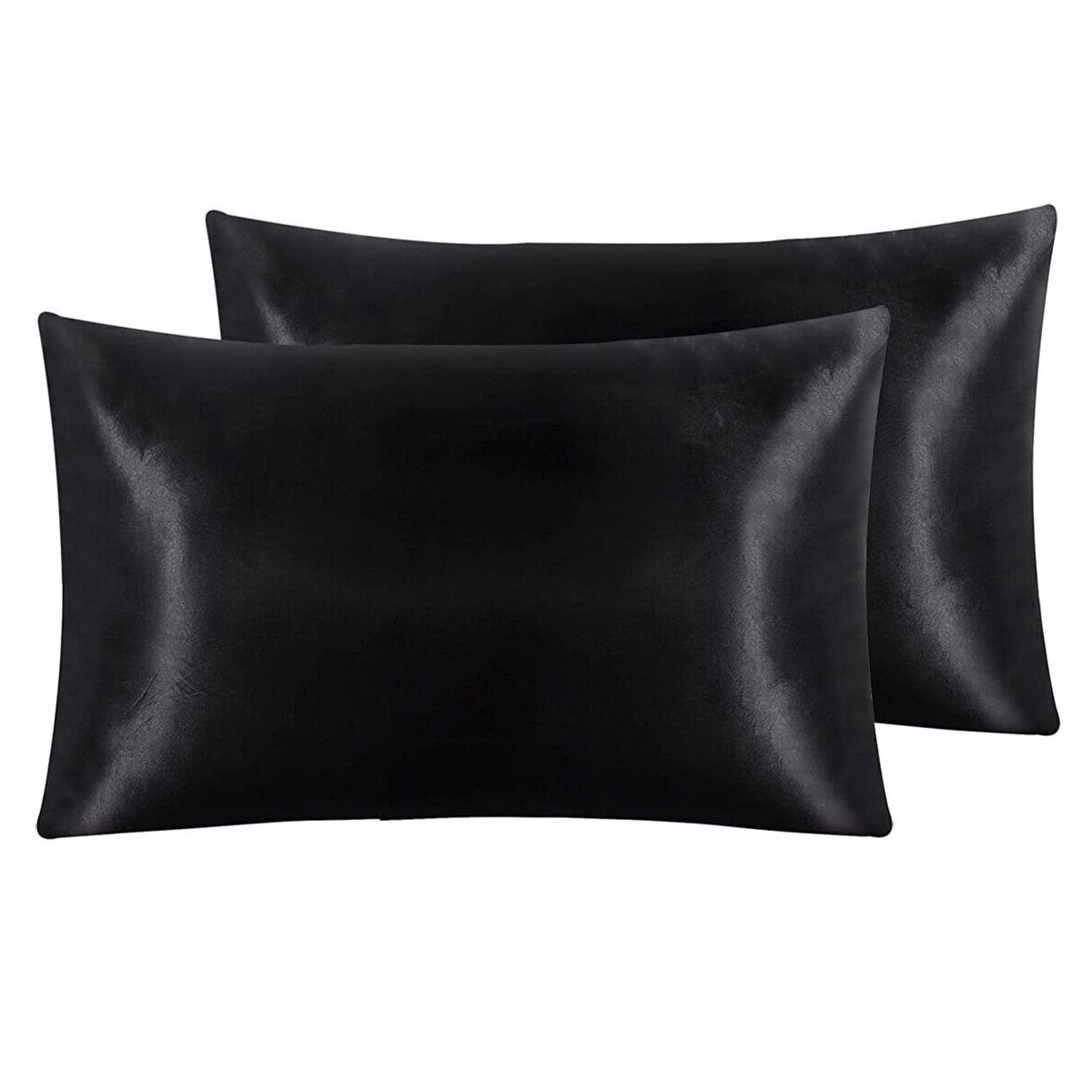 Pair of Standard Satin Silk Pillowcases with Envelope Closure 51 x 76 cm Ivory V442-STT-PILLOWC-PAIRSATIN-IVORY-ST