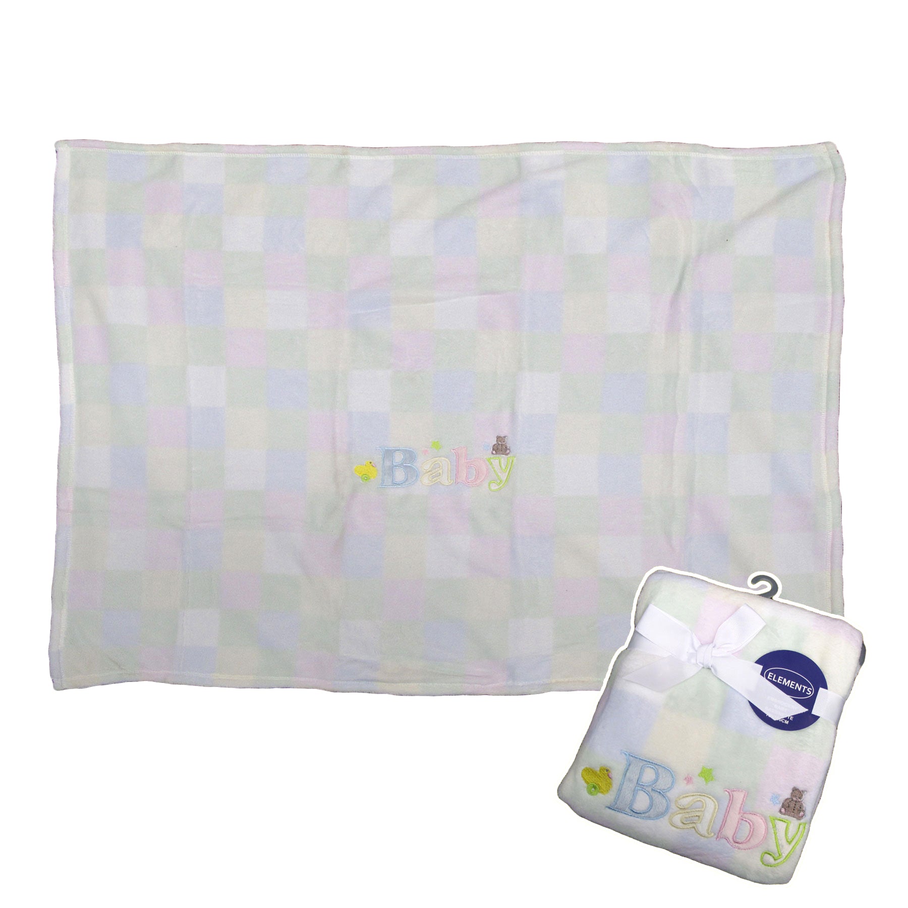 Elements Embroidery Baby Coral Fleece Blanket - Bassinette V442-TOC-BLANKET-EMBROIDERYBABY-MULTI-RE