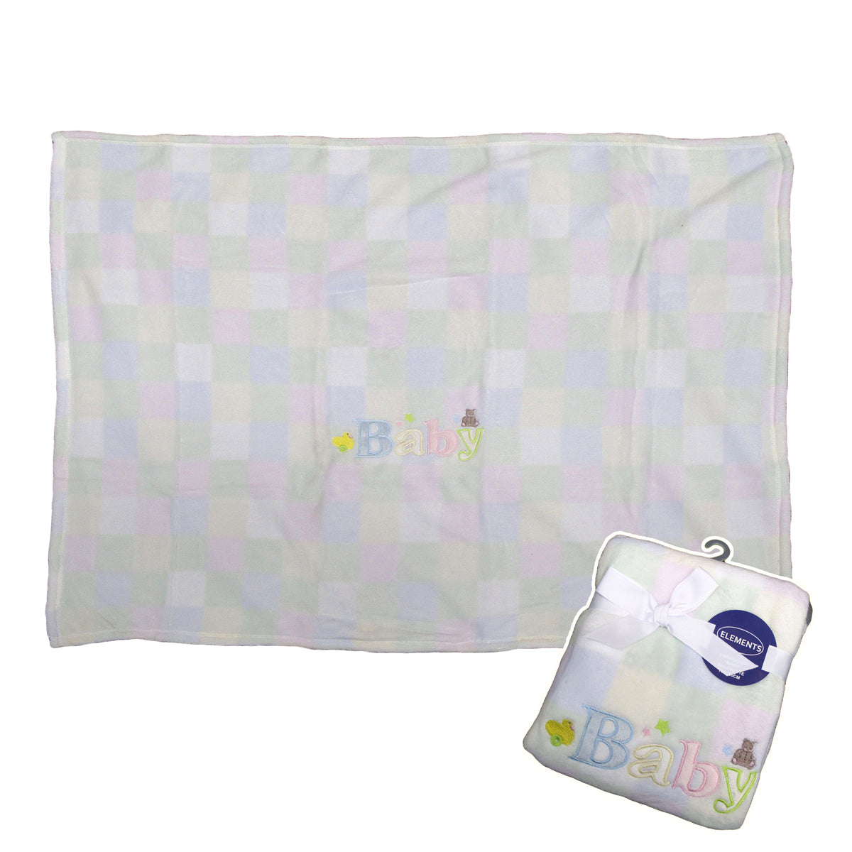 Elements Embroidery Baby Coral Fleece Blanket - Bassinette V442-TOC-BLANKET-EMBROIDERYBABY-MULTI-RE