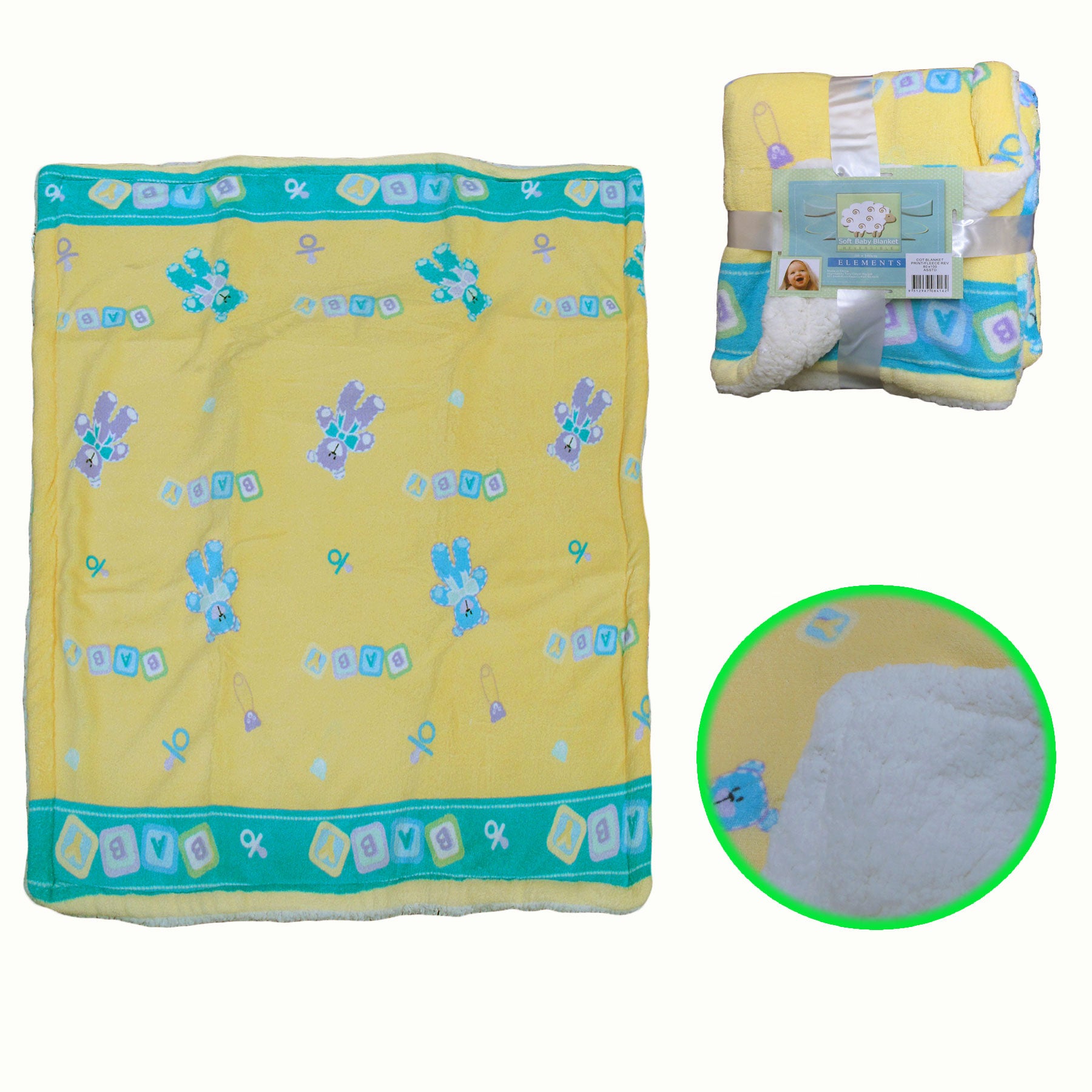 Elements Soft Coral Fleece Baby Blanket 80 x 100 cm - Yellow V442-TOC-BLANKET-SOFTBABY-YELLOW-RE