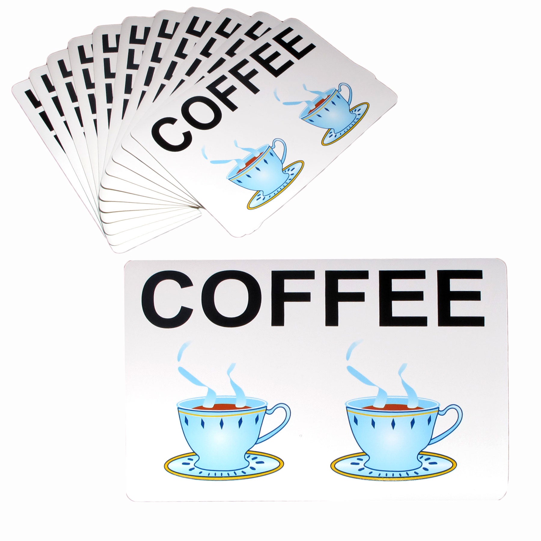 Set of 12 PVC Easy Care Placemats - Coffee V442-TOC-TABLEPLACEMAT-COFFEE-WHITE-RE