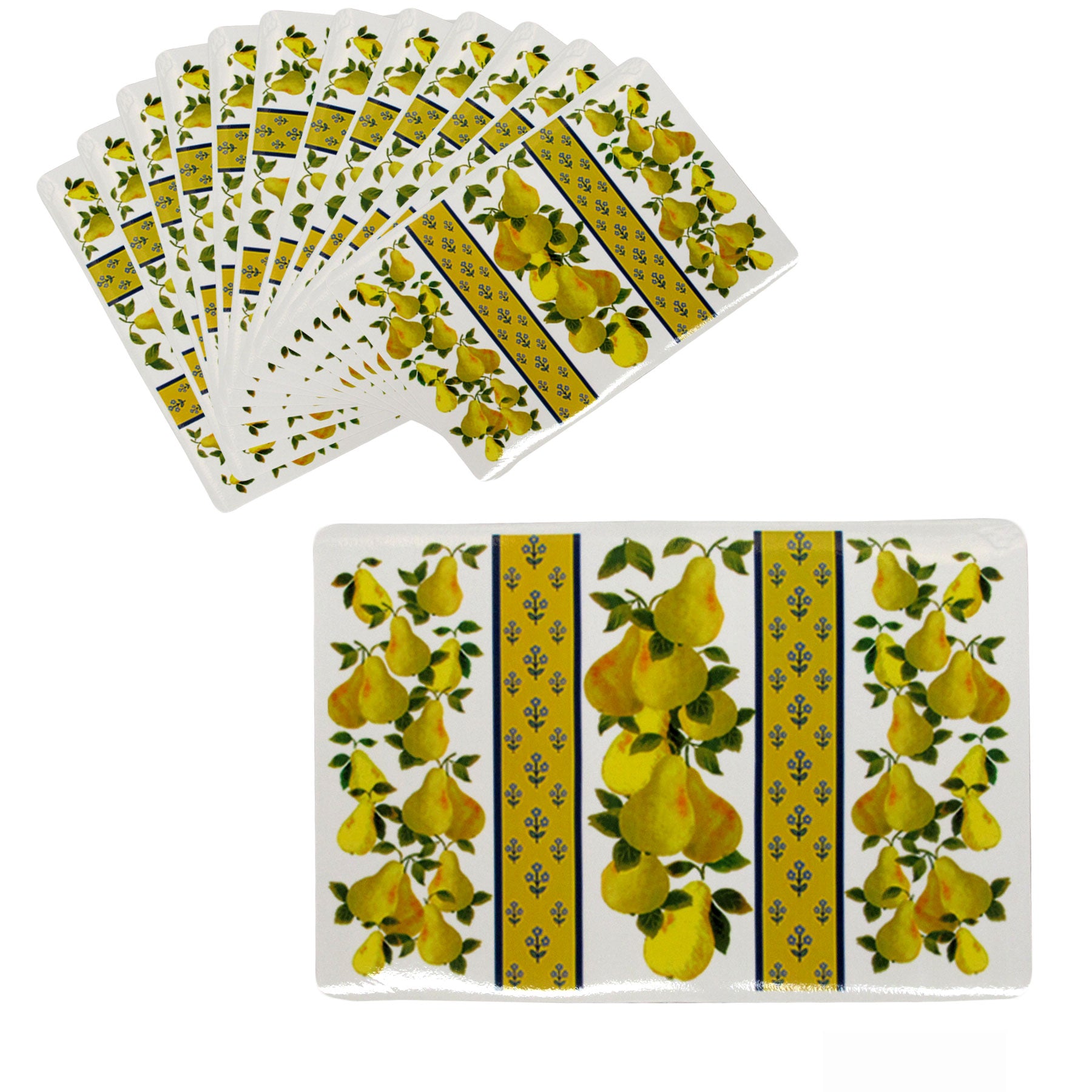 Set of 12 PVC Easy Care Placemats - Pears V442-TOC-TABLEPLACEMAT-PEARS-YELLOW-RE