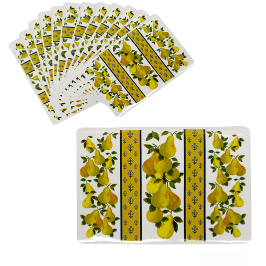 Set of 12 PVC Easy Care Placemats - Pears V442-TOC-TABLEPLACEMAT-PEARS-YELLOW-RE