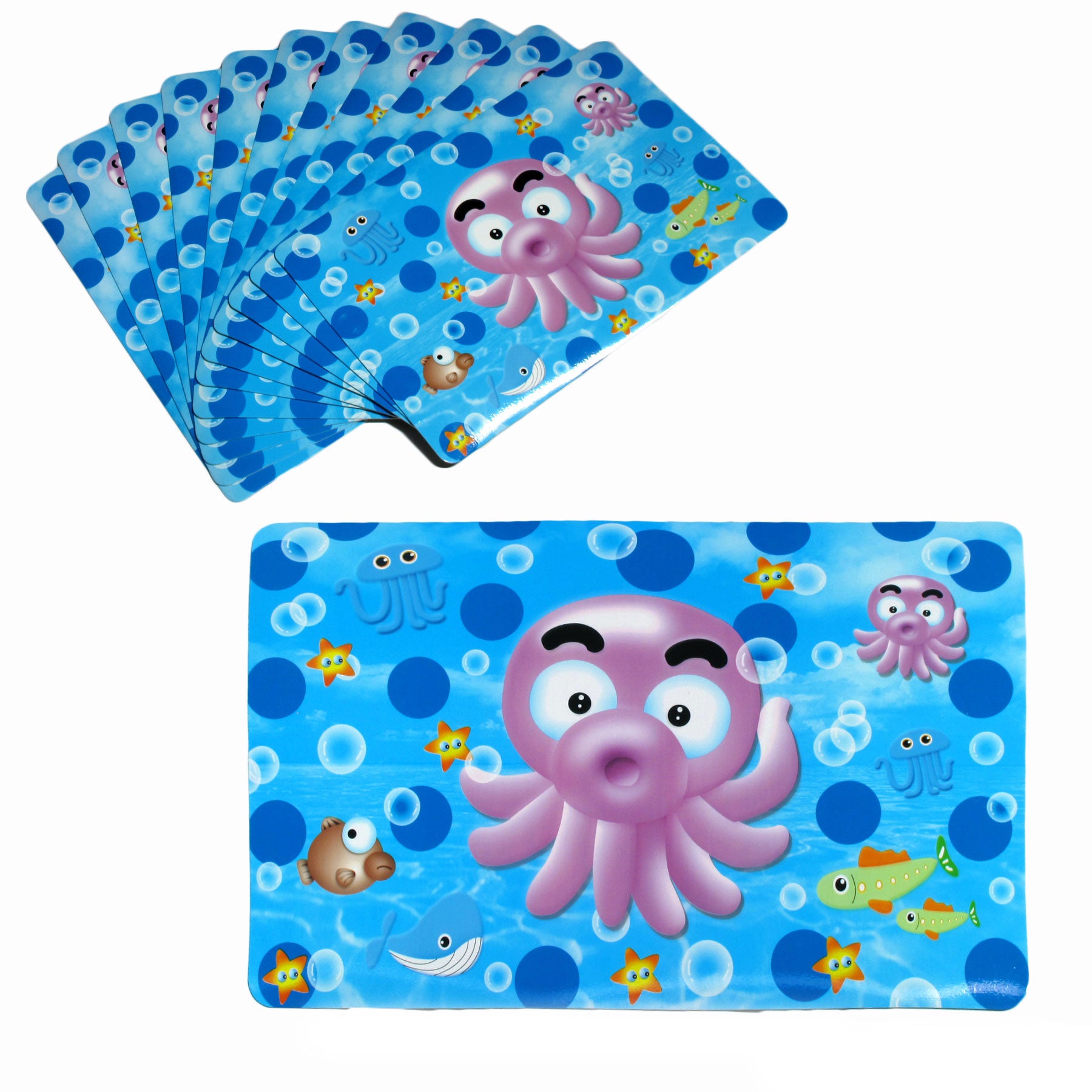 Set of 12 PVC Easy Care Placemats - Sea Life V442-TOC-TABLEPLACEMAT-SEALIFE-BLUE-RE