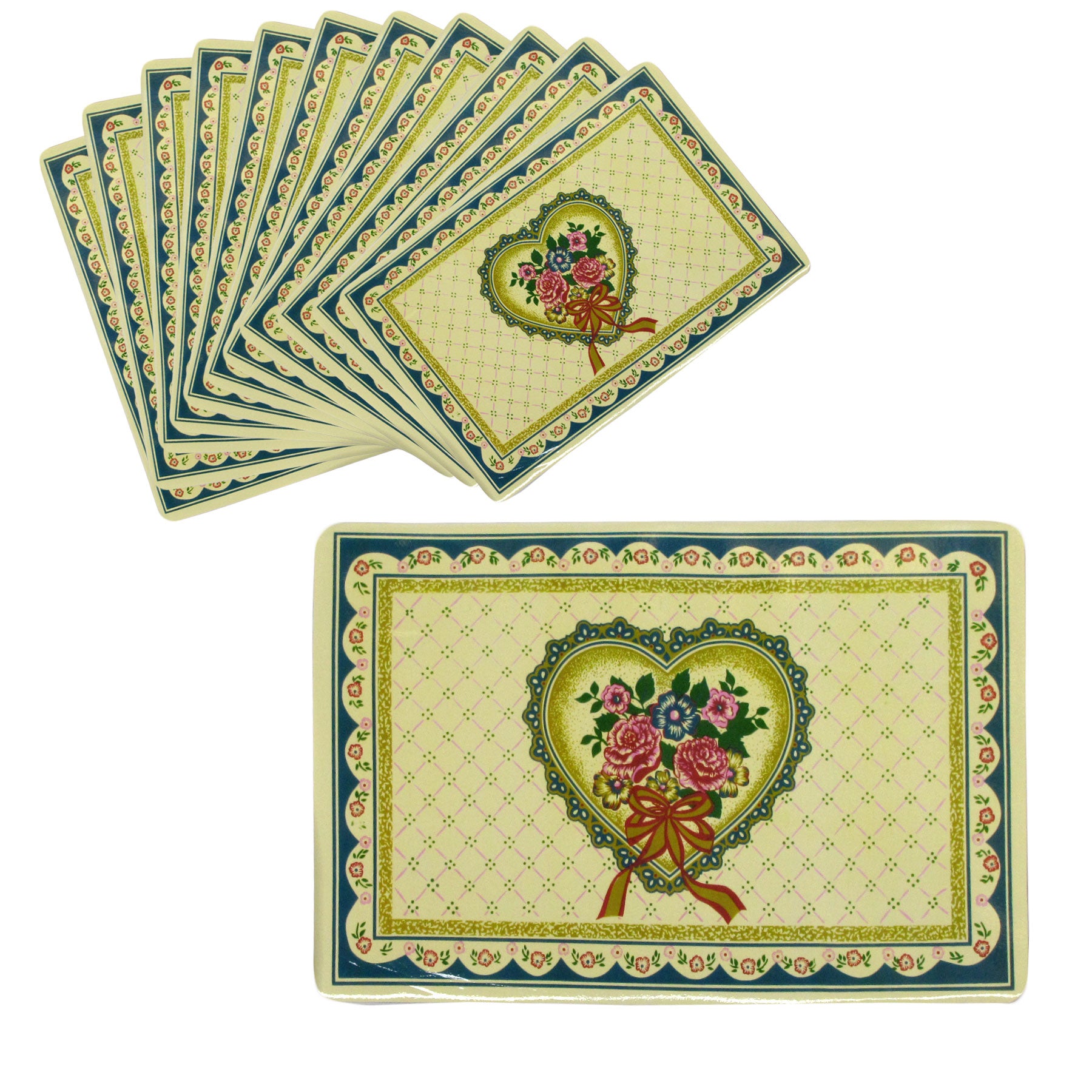 Set of 12 PVC Easy Care Placemats - Valentine V442-TOC-TABLEPLACEMAT-VALENTINE-YELLOW-RE
