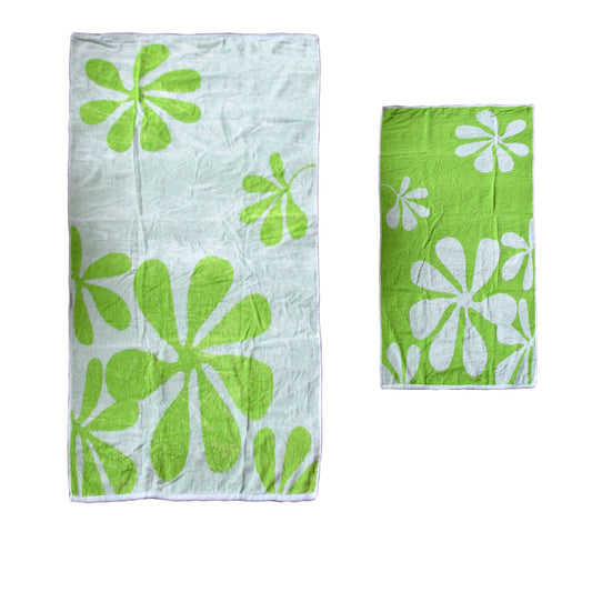 Elements Jacquard REVERSIBLE Cotton Floral Beach Towel - Lime Floral V442-TOC-TOWEL-REVERSIBLEFLORAL-LIME-RE