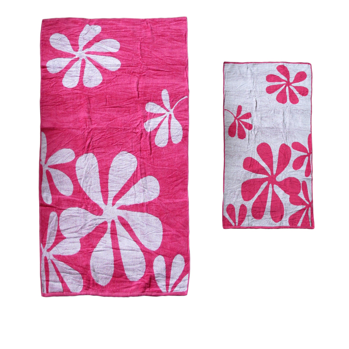 Elements Jacquard REVERSIBLE Cotton Floral Beach Towel - Pink Floral V442-TOC-TOWEL-REVERSIBLEFLORAL-PINK-RE