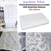 Gardenia White One Piece Rod Pocket Lace Curtain with Attached Valance V442-UGG-CURTAIN-GARDENIALACE-WHITE-RE