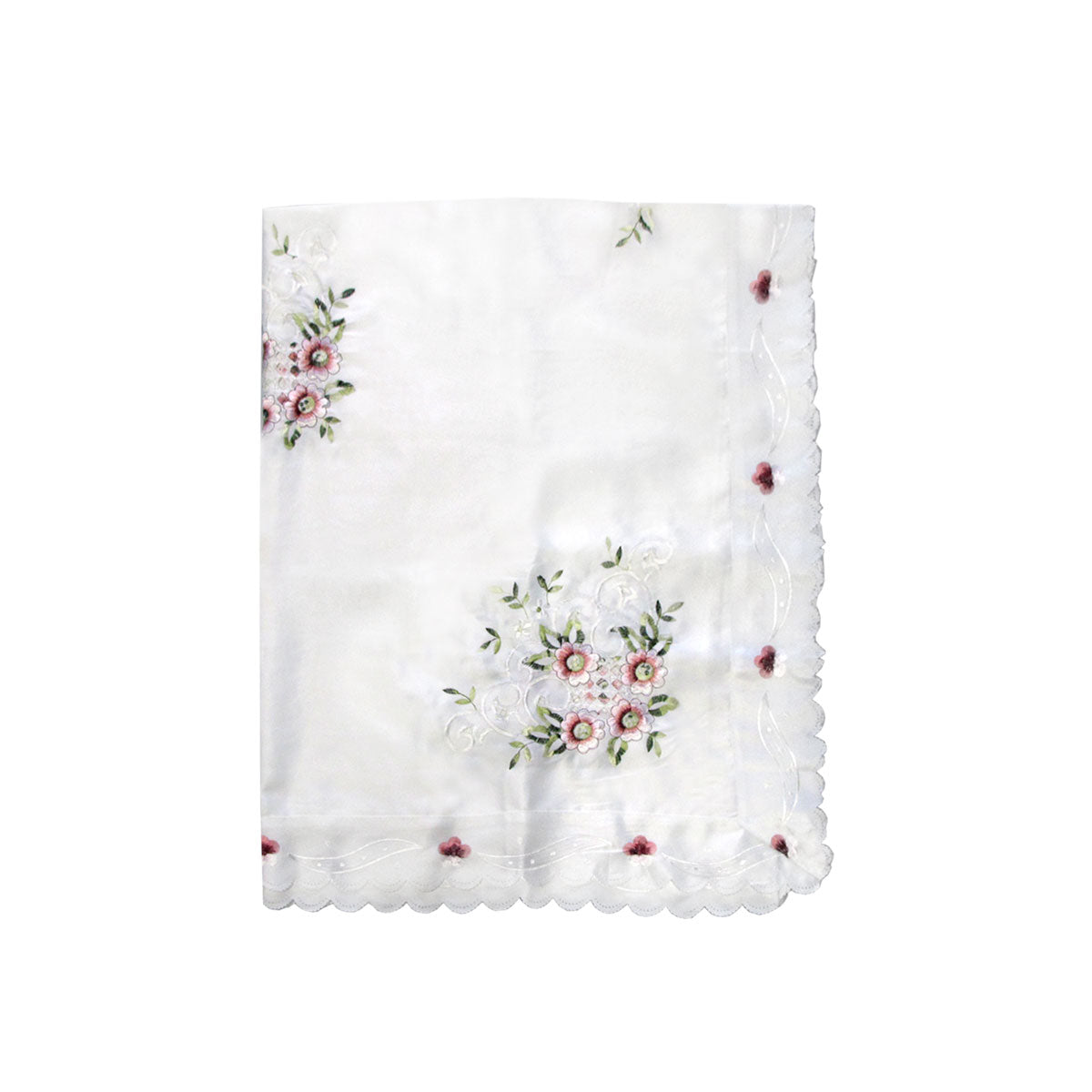 Anya Flowers White Embroidered Cutout Rectangular Tablecloth 152 x 228 cm V442-UGG-TABLEC-ANYA228-WHITE-RE