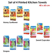 Set of 4 Microfibre Printed Kithen Towels 40 x 60 cm Grapes V442-UGG-TEAT-SETOF4GRAPES-MULTI-RE