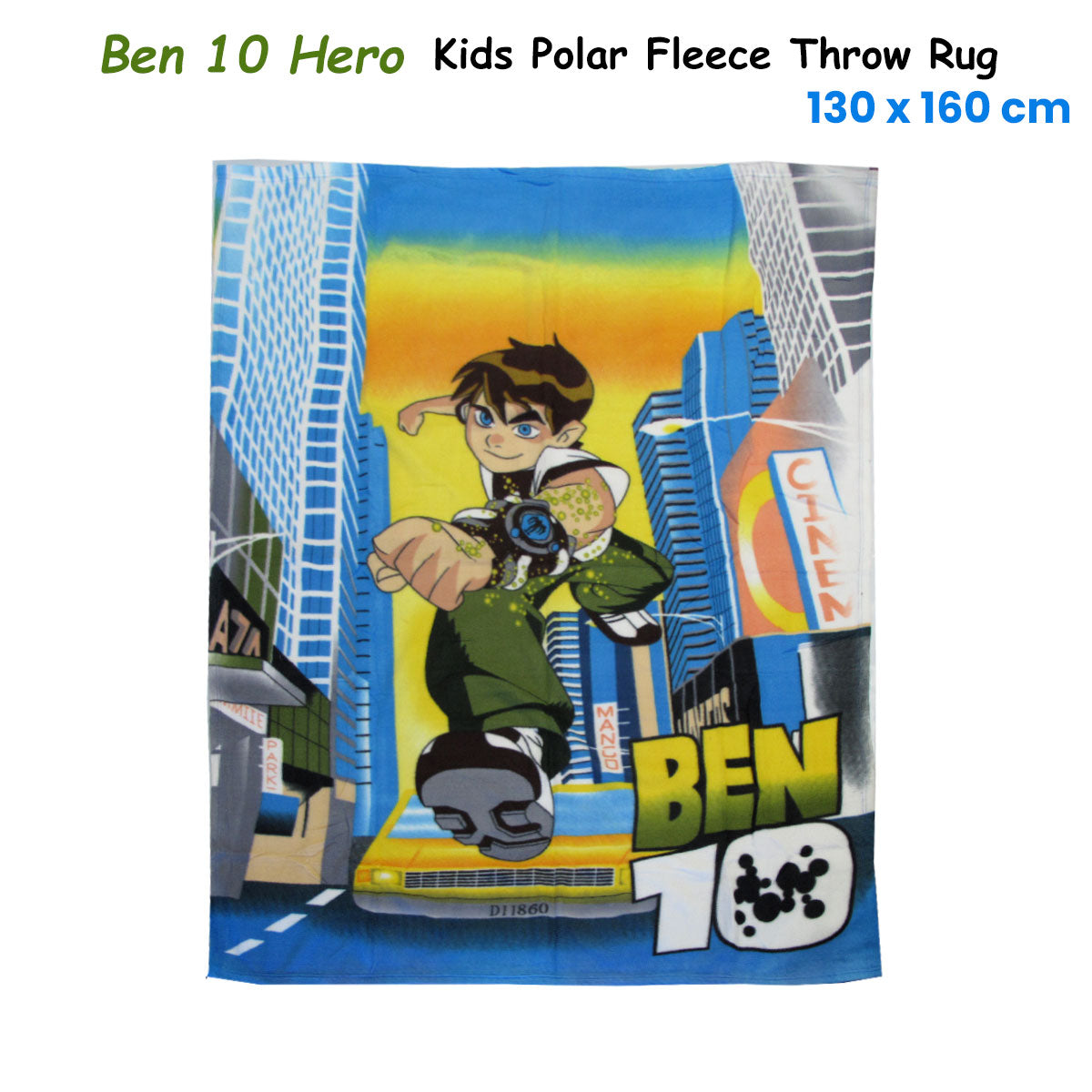 Ben 10 Hero Printed Polar Fleece Throw Rug 130 x 160 cm V442-UGG-THROW-BEN10HERO-MULTI-RE