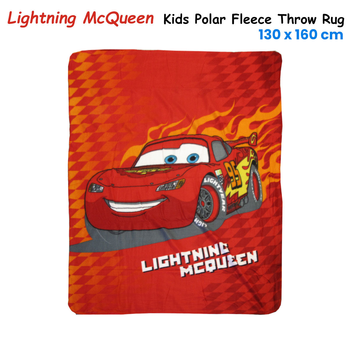 Lightning McQueen Printed Polar Fleece Throw Rug 130 x 160 cm V442-UGG-THROW-LIGHTNINGMCQUEEN-RED-RE