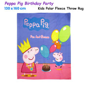 Peppa Pig Birthday Party Printed Polar Fleece Throw Rug 130 x 160 cm V442-UGG-THROW-PEPPAPIGBIRTHDAY-PURPLE-RE
