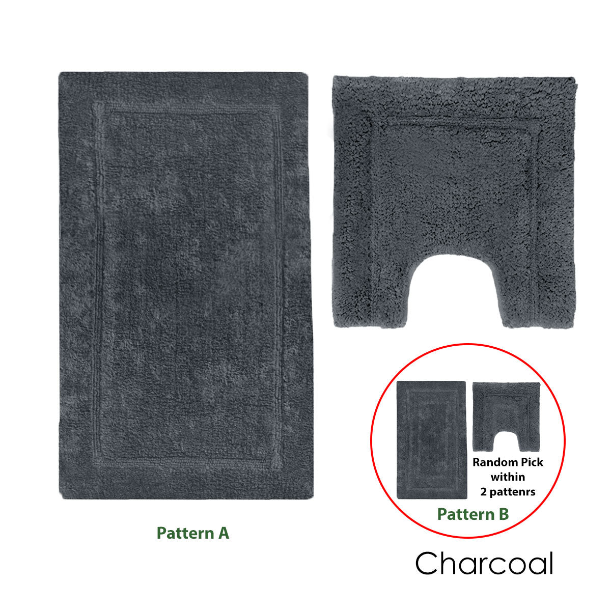 2200GSM 2 Pce Axel 100% Cotton Bath Mat Set Charcoal V442-UNA-BATHM-AXEL-CHARCOAL-SH