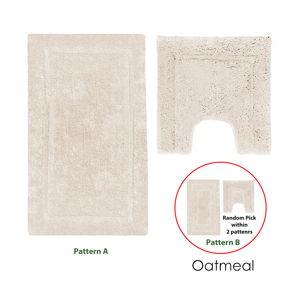 2200GSM 2 Pce Axel 100% Cotton Bath Mat Set Oatmeal V442-UNA-BATHM-AXEL-OATMEAL-SH