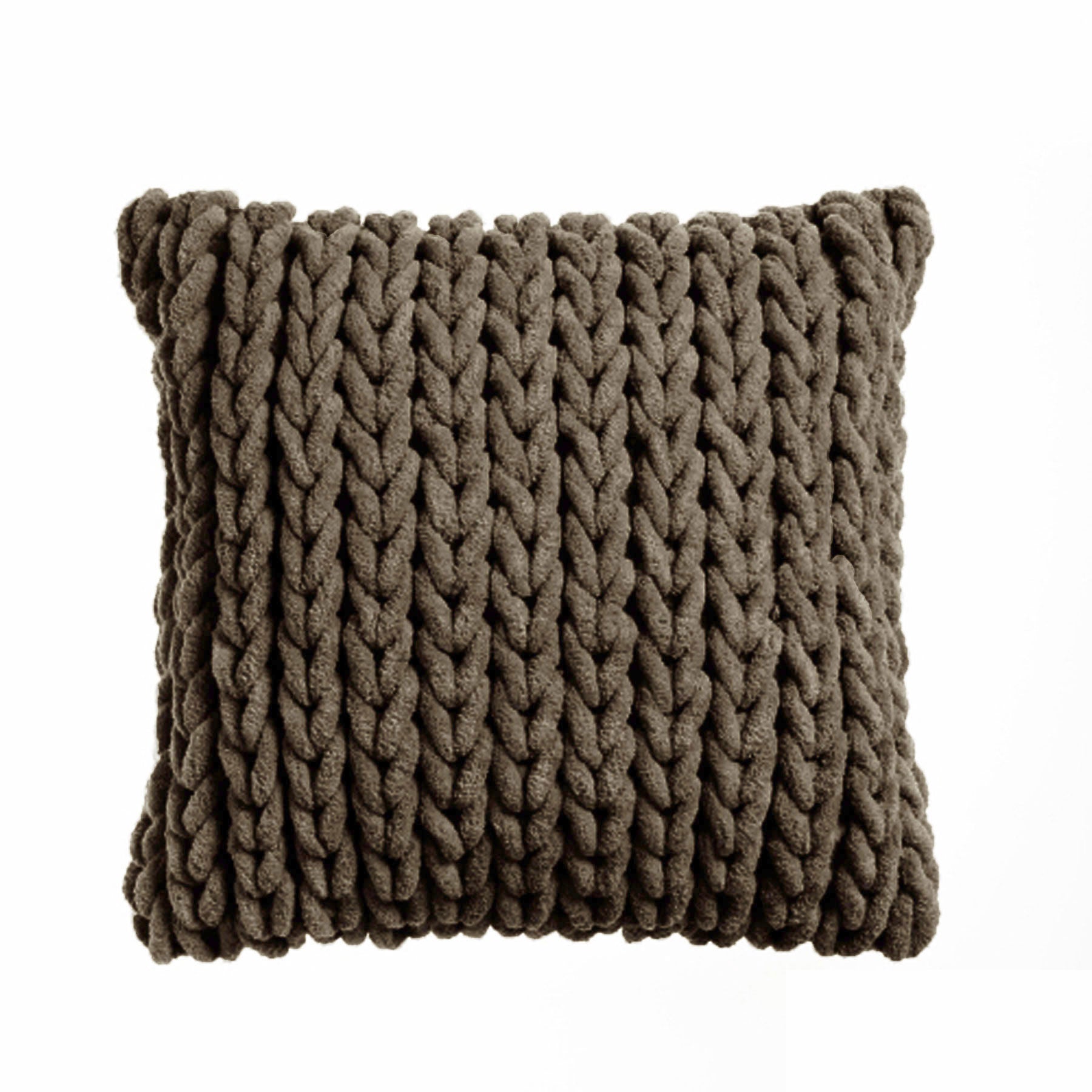 Cable Appliqued Filled Cushion - Expresso V442-UNA-CUSHION-CABLE-EXPRESSO-ST