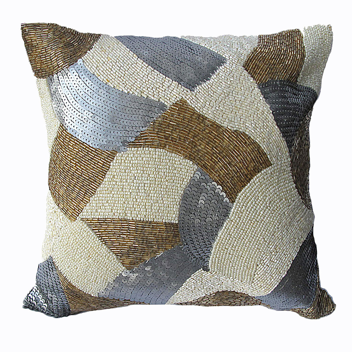 MoonRock Beaded Filled Cushion - Beige V442-UNA-CUSHION-MOONROCK-BEIGE-ST