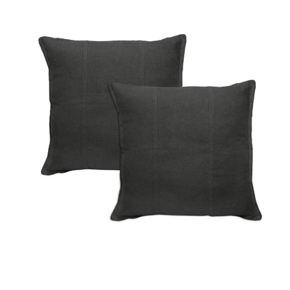 Pair of Pure Linen European Pillowcases Charcoal V442-UNA-PILLOWC-PURELINEN-CHARCOAL-EU