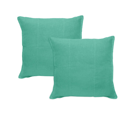 Pair of Pure Linen European Pillowcases Light Teal V442-UNA-PILLOWC-PURELINEN-LIGHTTEAL-EU