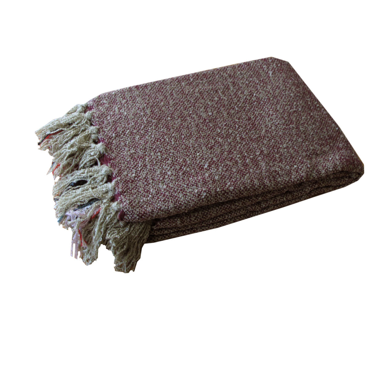 Liam Acrylic Knitted Throw Rug with Fringe No4 V442-UNA-THROW-LIAMNO4-MULTI-RE