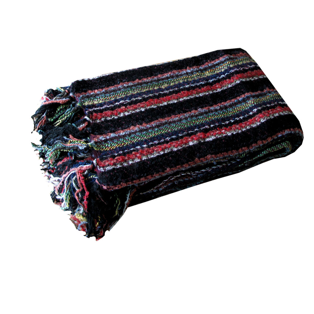 Liam Acrylic Knitted Throw Rug with Fringe No6 V442-UNA-THROW-LIAMNO6-MULTI-RE