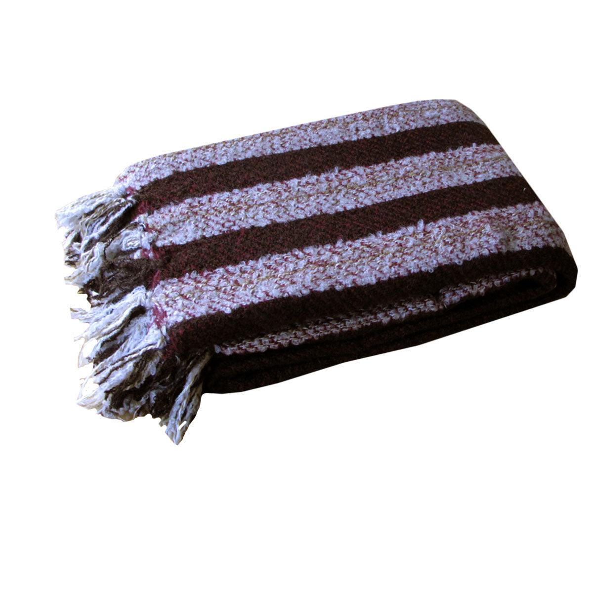 Liam Acrylic Knitted Throw Rug with Fringe No8 V442-UNA-THROW-LIAMNO8-MULTI-RE