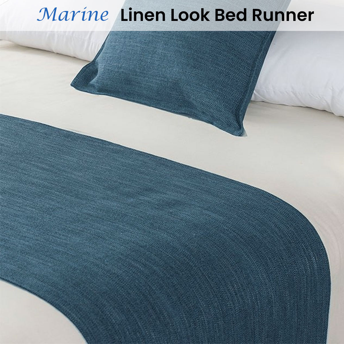 Jason Linen Look Marine Bed Runner King V442-WAM-BEDR-LINENLOOK-MARINE-KI