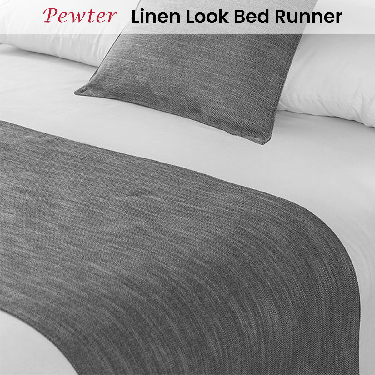 Jason Linen Look Pewter Bed Runner Double/Queen V442-WAM-BEDR-LINENLOOK-PEWTER-Q