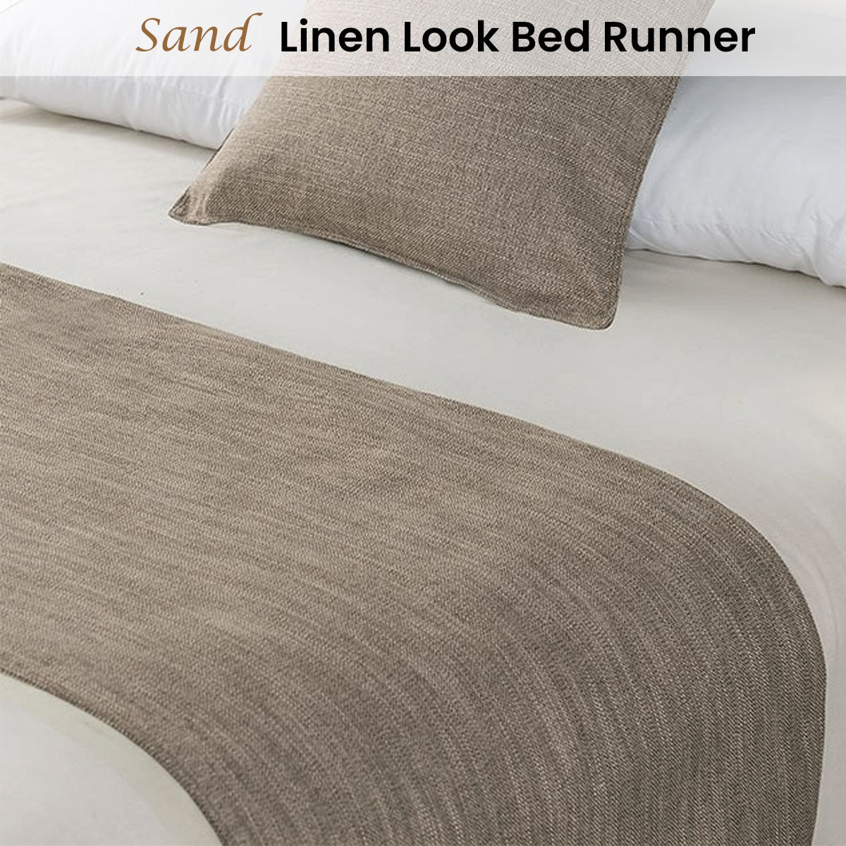 Jason Linen Look Sand Bed Runner King V442-WAM-BEDR-LINENLOOK-SAND-KI