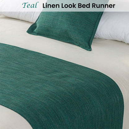 Jason Linen Look Teal Bed Runner Single/King Single V442-WAM-BEDR-LINENLOOK-TEAL-KS