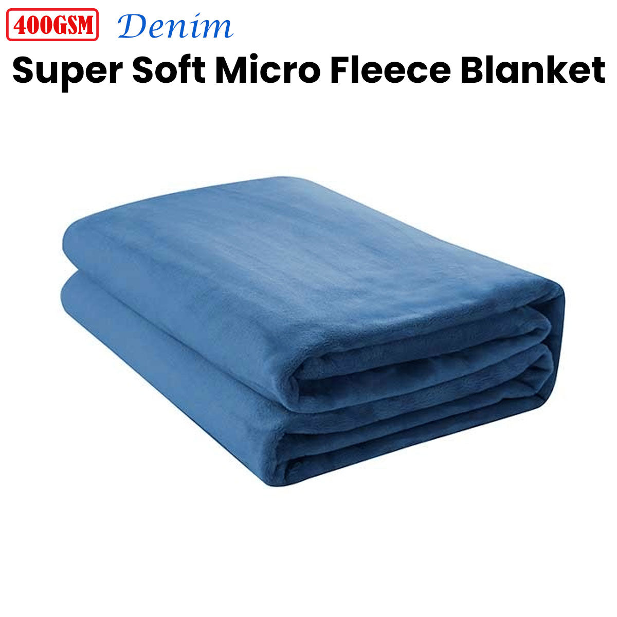 Jason 400GSM Super Soft Micro Fleece Blanket Denim Double V442-WAM-BLANKET-400GSMMICROFLEECE-DENIM-DS