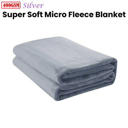 Jason 400GSM Super Soft Micro Fleece Blanket Silver Double V442-WAM-BLANKET-400GSMMICROFLEECE-SILVER-DS