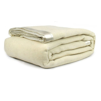 Jason 400GSM Australian Washable Wool Blanket Ivory Single/Double V442-WAM-BLANKET-400GSMWOOL-IVORY-DS